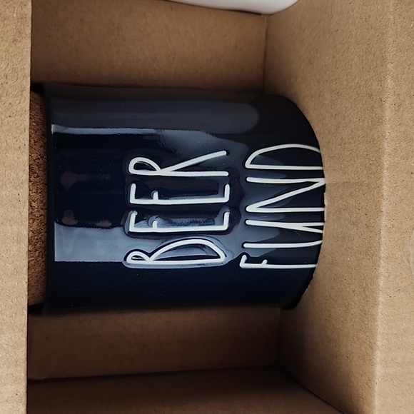 Rae Dunn Coin Bank "Beer Fund" & Beer Stein "Dad's Beer" 2 Piece Set Navy White - Picture 3 of 8